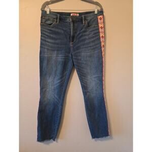 Johnny Was Phoebe Skinny Jeans Size 30 Embroidered Stripe Boho Stretch Mid Rise